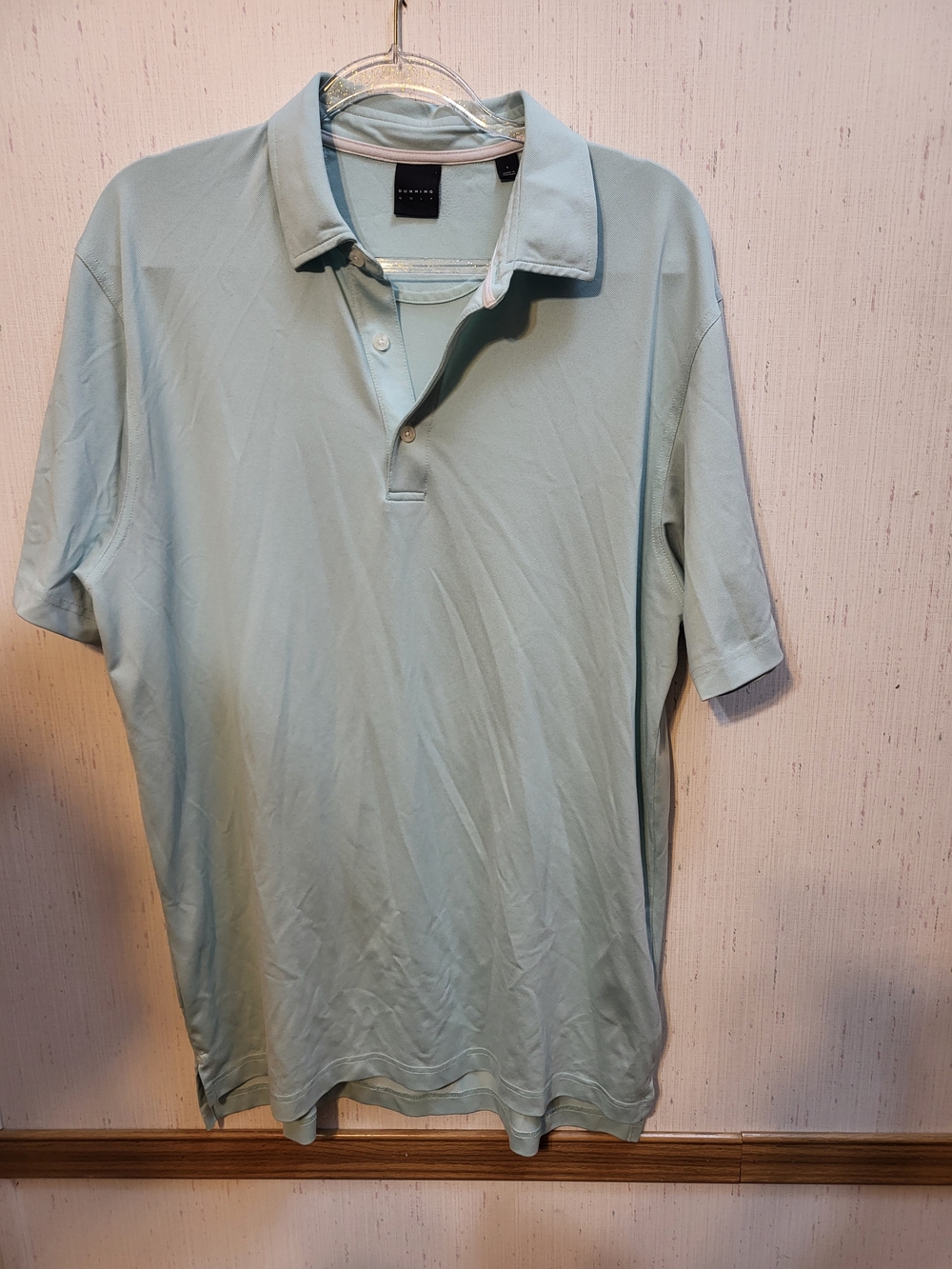 Dunning Golf Shirt Mens Large Green Blue Striped Lightweight Short Sleeves